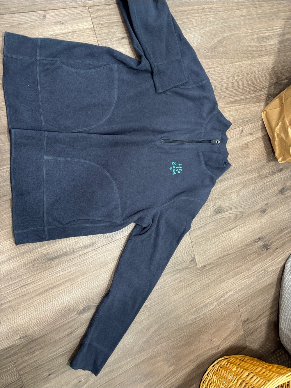 Life Is Good Navy Half-Zip Fleece Pullover with Teal Logo